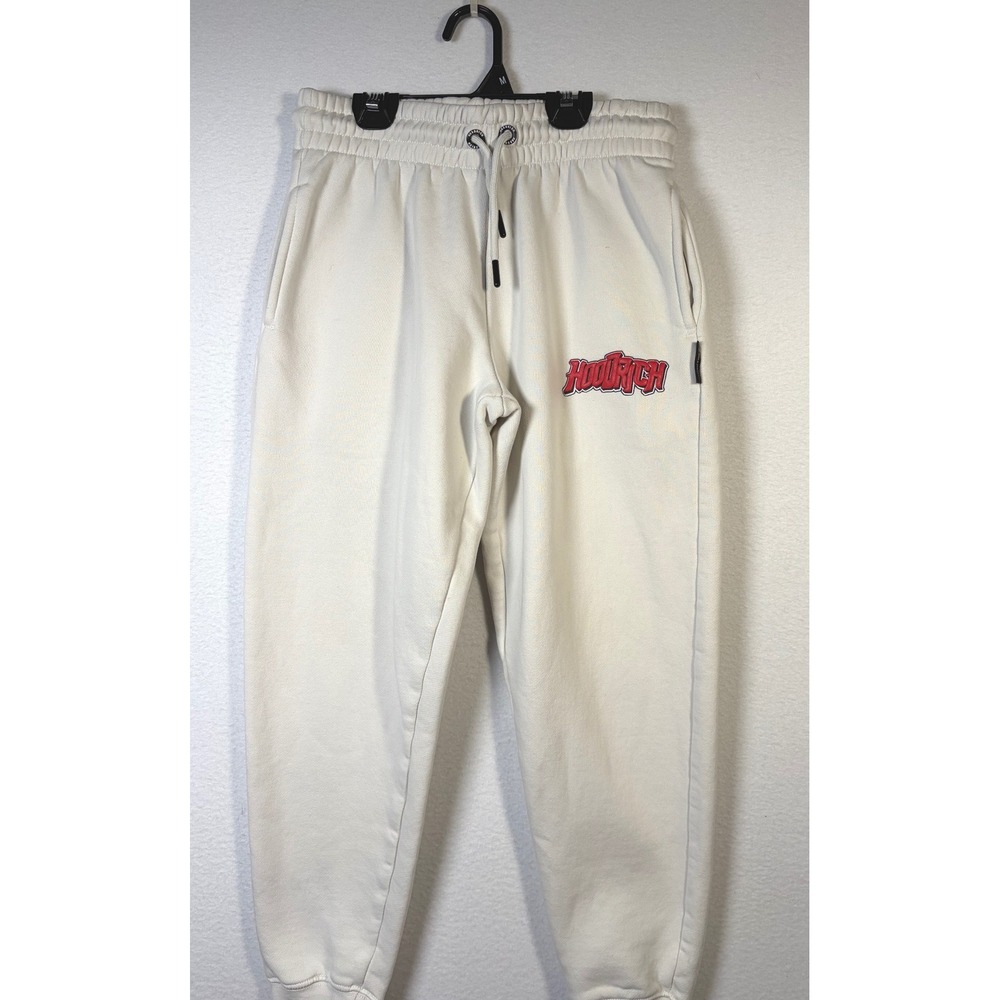 Hoodrich Joggers Kids 10-12 Cream Excellent Red Puff Logo Sweatpants